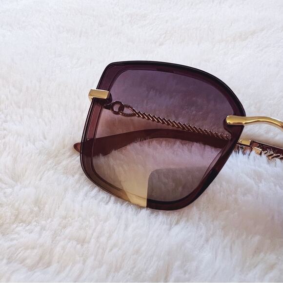 Gia Clear Dark Purple Chain Link Oversized Sunglasses - Picture 11 of 11